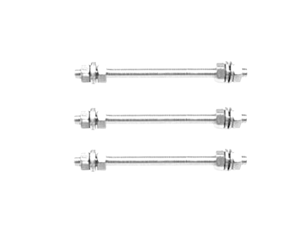 Threaded bars with nuts and washers (set of 3)